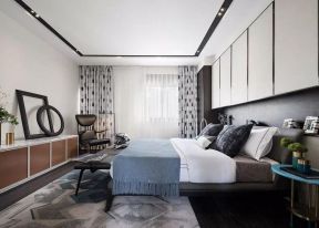 现代中式卧室设计 2020卧室床头柜子设计 2020卧室地毯效果图