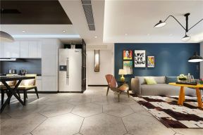 140平现代简约风格三居客厅沙发墙设计效果图