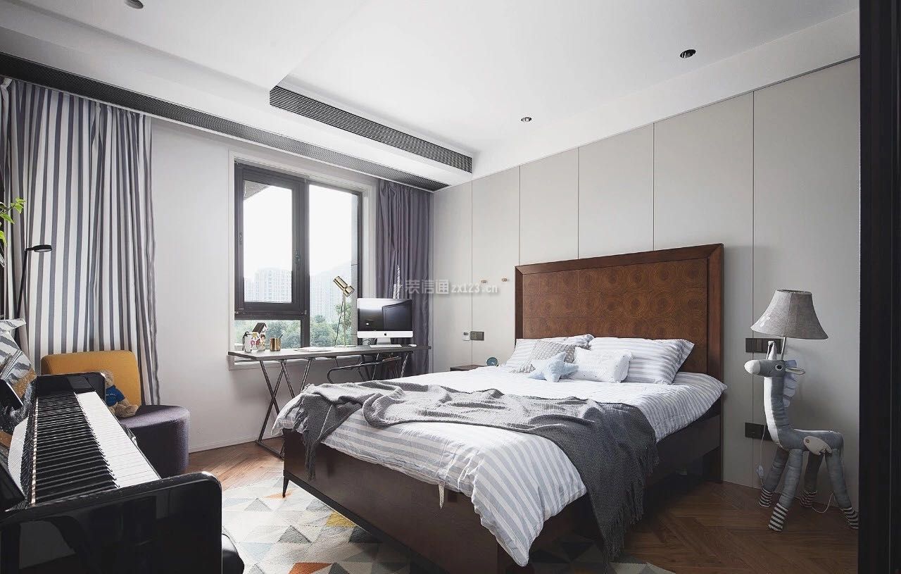 北欧风格189平米复式卧室窗帘搭配图片