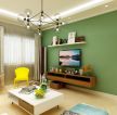 80㎡二居室简约风格客厅绿色电视墙设计效果图