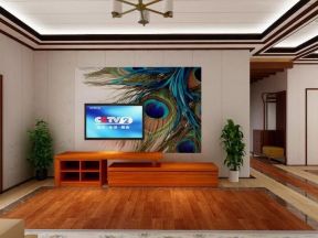 香颂小镇126平米三居室日式风格电视背景墙装修效果图
