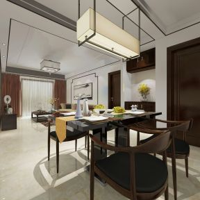 新中式风格140平三居室餐厅装修效果图
