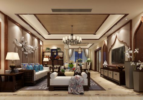 银鹭小区194平米四居室东南亚风格装修效果图