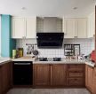 复式房厨房实木橱柜装潢设计图片一览