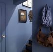 2023英式风格家装楼梯间蓝色背景墙设计图片