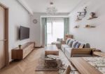日式muji风格85平二居客厅实木电视柜设计图片