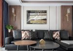 现代简约风格239平米复式客厅黑色沙发设计图片