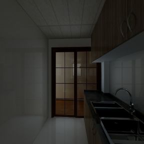2023时尚二居室家庭厨房背景墙装修效果图