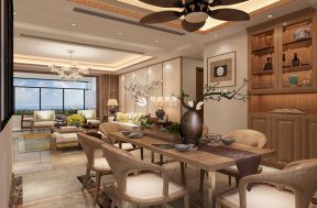 新中式风格151平三居室餐厅餐边柜装饰效果图