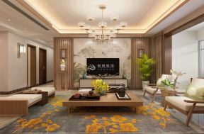 新中式风格151平三居室客厅电视柜装饰效果图