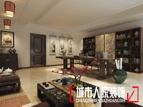 新中式风格230平米大四居书房书桌装修效果图