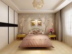 现代风格150平米三居室卧室床头背景墙装修效果图
