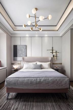 简约现代风格155平三居卧室吊灯设计图片