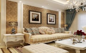 湟普国际300平跃层欧式风格客厅沙发背景墙设计