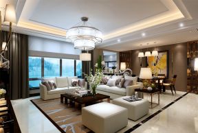 现代简约风格140㎡三居室客厅沙发装潢效果图