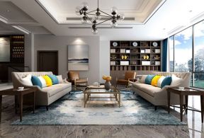 龙溪谷210㎡现代极简风格跃层客厅装修效果图