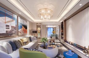 2020白色沙发效果图 高档客厅水晶灯  客厅水晶灯饰效果图 