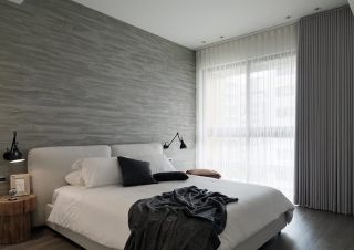 180平大户型卧室灰色背景墙装修效果图