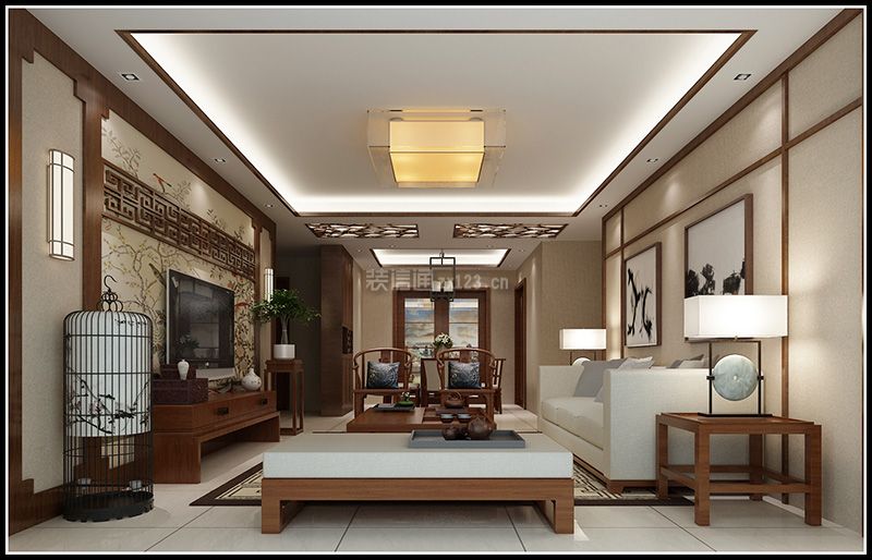 现代中式风格客厅装修图片 2020大气新中式风格客厅装修效果图