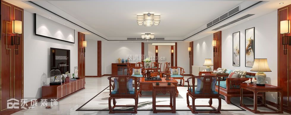 南湖国际300平米别墅中式风格餐厅装修效果图