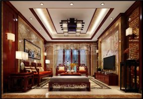 庐山国际276平米别墅新中式风格客厅装修效果图