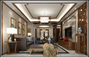 水岸莲华155平米四居室新中式风格会客厅装修效果图