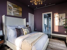 2023个性时尚紫色卧室背景墙设计图片