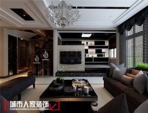 吴中天玺150平四居后现代风格客厅电视背景墙设计