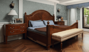 美式风格140平米四居卧室床头背景墙装修图片
