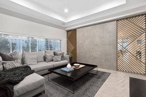 高端样板房室内转角沙发灰色装饰设计图
