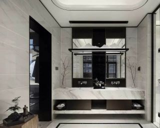 高端样板房卫生间洗手台镜子设计图片