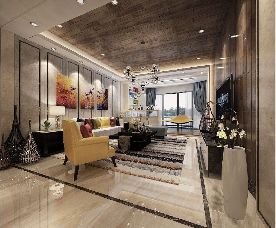 凯旋国际150平米四居室现代风格客厅装修效果图
