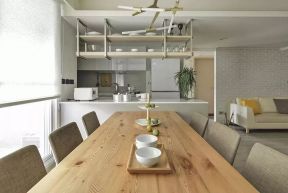 2023北欧风格110平婚房餐厅长方形餐桌设计图片