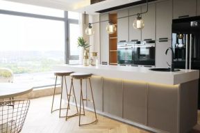 现代北欧风格139平米三居厨房吧台设计图片