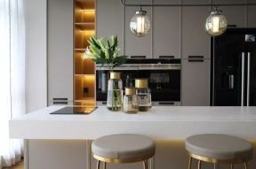 现代北欧风格139平米三居厨房吧台椅设计图片
