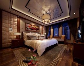 新湖庐山国际316平米别墅新中式风格卧室装修效果图