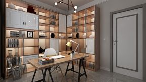 简约现代风格90㎡二居室书房书柜装潢效果图