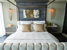 2023现代风格卧室床头抽象画图片