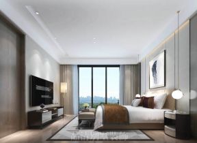 2020现代中式卧室装修 现代中式卧室背景墙图片 