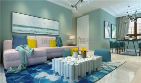简约北欧风格140平三居客厅沙发墙设计效果图