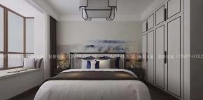 新中式风格143平米三居卧室飘窗装潢效果图