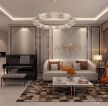 轻奢现代风格110㎡二居客厅沙发墙装修效果图