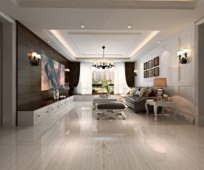 SR国际新城现代简约120平三居室客厅装修案例