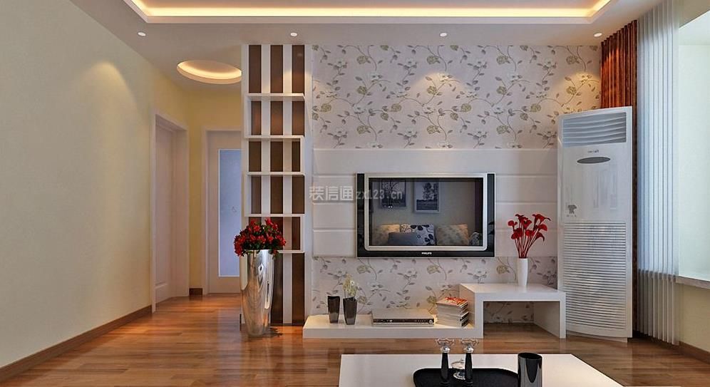 中海国际两居107平现代简约风格客厅墙柜设计图片