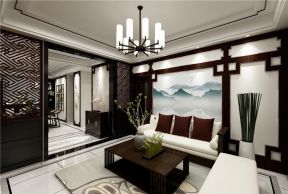 新中式风格166平方米三居客厅沙发墙装修效果图