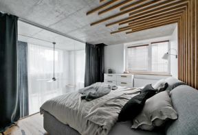 loft公寓灰色卧室装修设计实景图片
