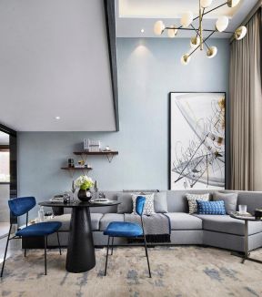 loft公寓效果图 2020客厅灰色布艺沙发图片 loft公寓装修设计 