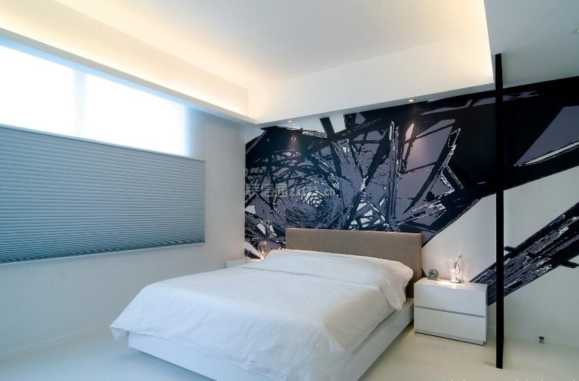 70平米小户型卧室床头墙面壁纸装潢效果图 