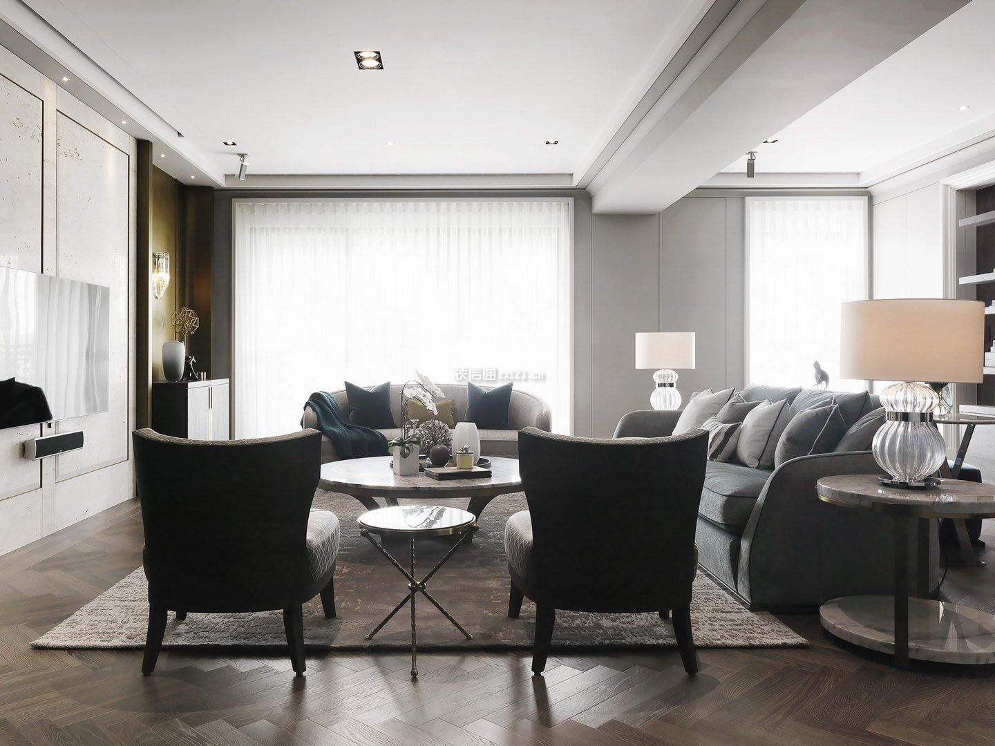 简约现代风格141平三居室客厅休闲椅设计图