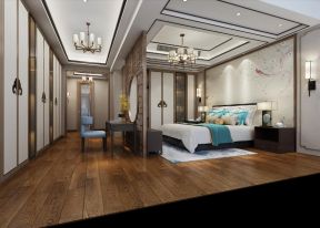 尚上名筑300㎡中式风格别墅卧室装修效果图